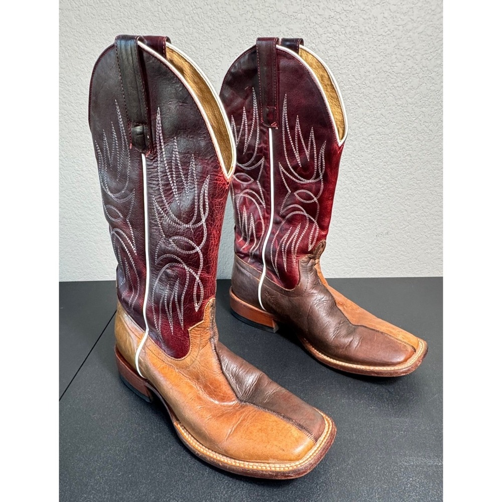 HP Horsepower Boots Mens Square Toe Leather Western Boots Size 8D Made in Mexico